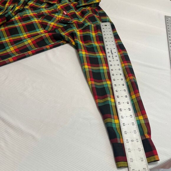 Dixxon Flannel Co The Kush Plaid Shirt Men’s Rasta Colors Red Yellow Green Large - Picture 5 of 8